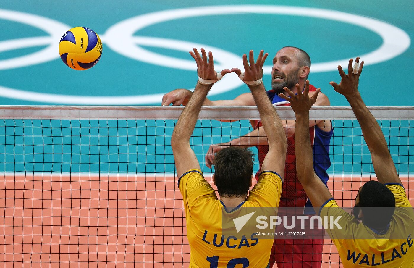 2016 Summer Olympics. Volleyball. Men. Russia vs. Brazil
