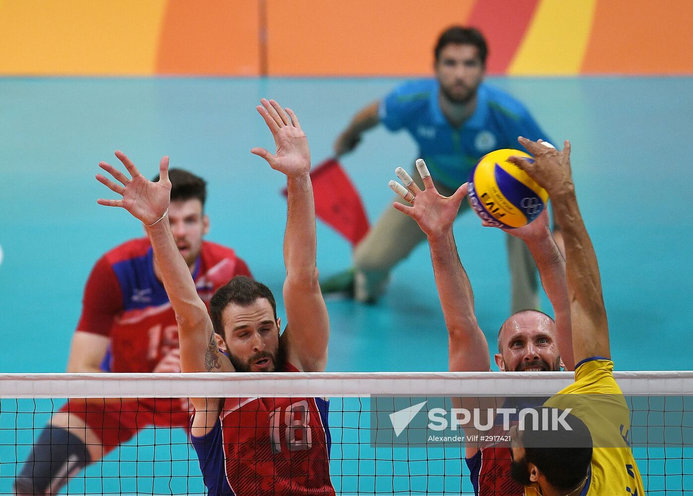 2016 Summer Olympics. Volleyball. Men. Russia vs. Brazil