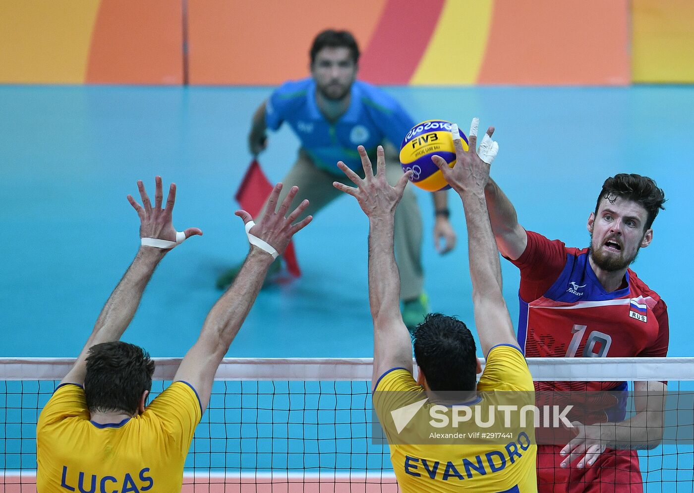 2016 Summer Olympics. Volleyball. Men. Russia vs. Brazil