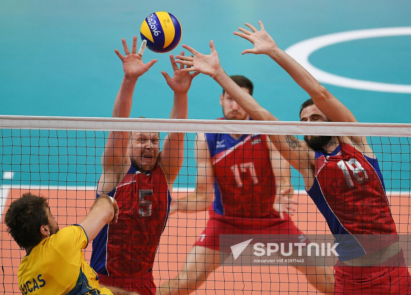 2016 Summer Olympics. Volleyball. Men. Russia vs. Brazil