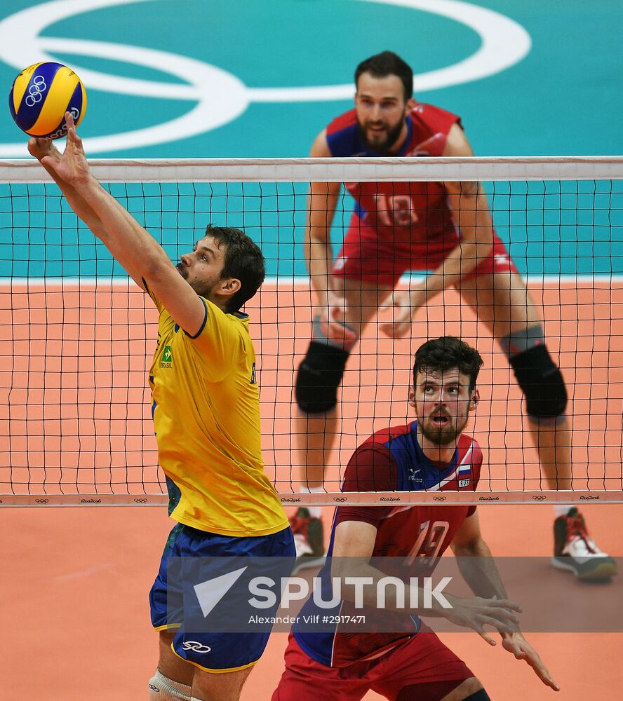 2016 Summer Olympics. Volleyball. Men. Russia vs. Brazil