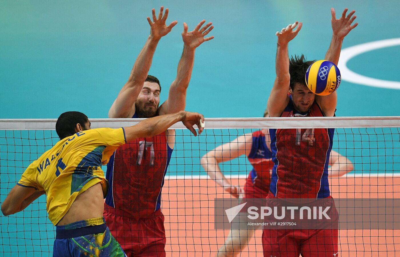 2016 Summer Olympics. Volleyball. Men. Russia vs. Brazil
