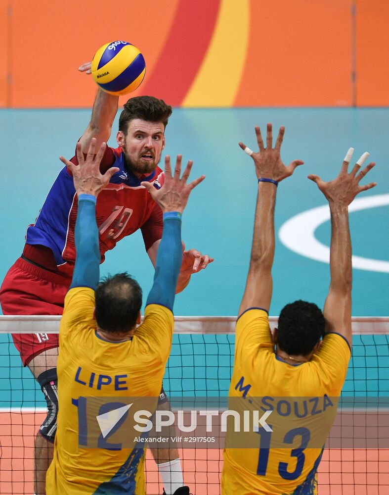 2016 Summer Olympics. Volleyball. Men. Russia vs. Brazil
