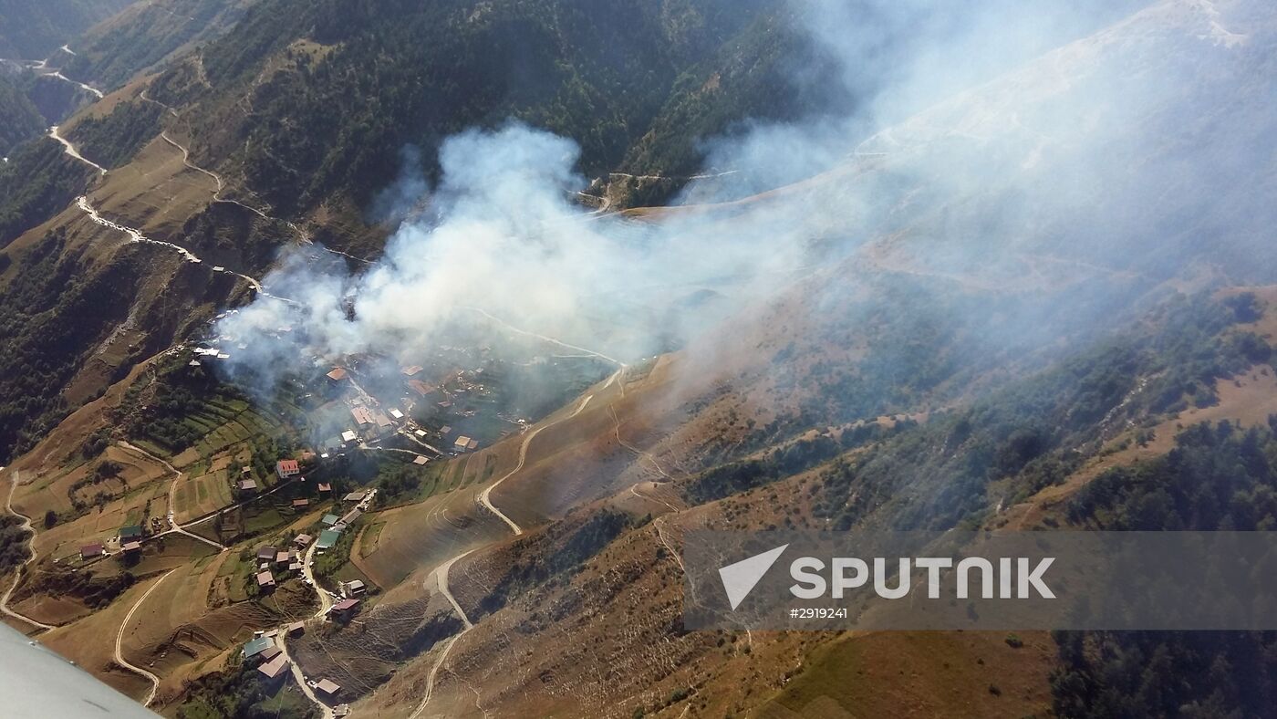 Aftermath of fire in village of Mokok, Dagestan