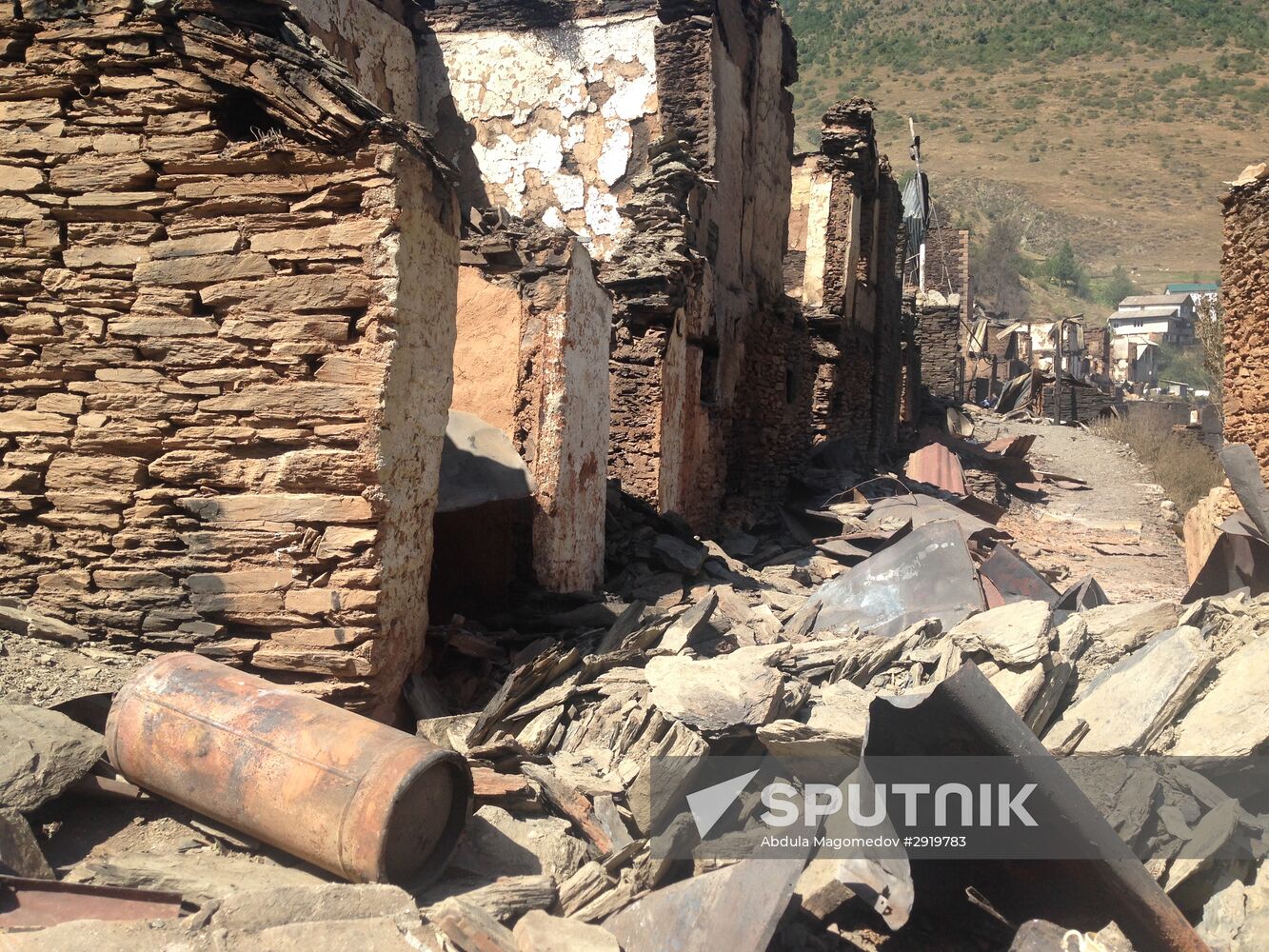 Aftermath of fire in Mokok village in Dagestan