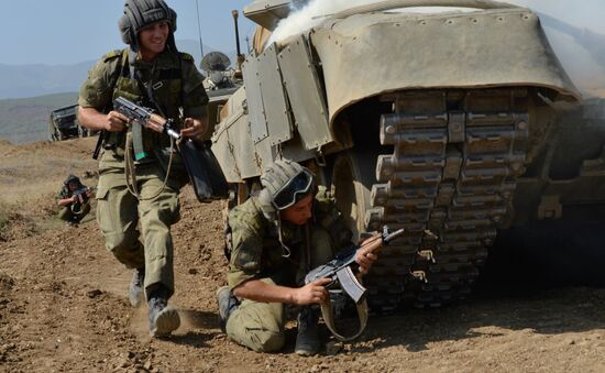 Tactical drill of Southern Military District's motor rifle brigade in Dagestan