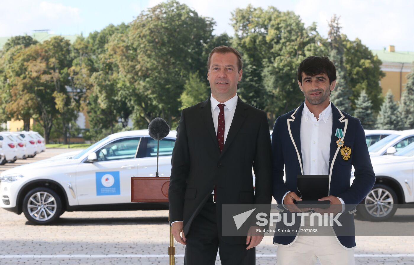 Prime Minister Medvedev hands out cars to Rio Olympics medalists