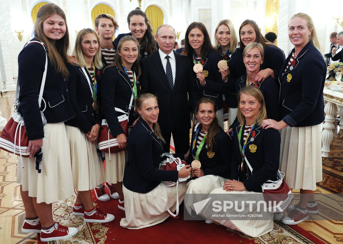 President Vladimir Putin gives government awards to Olympic medalists