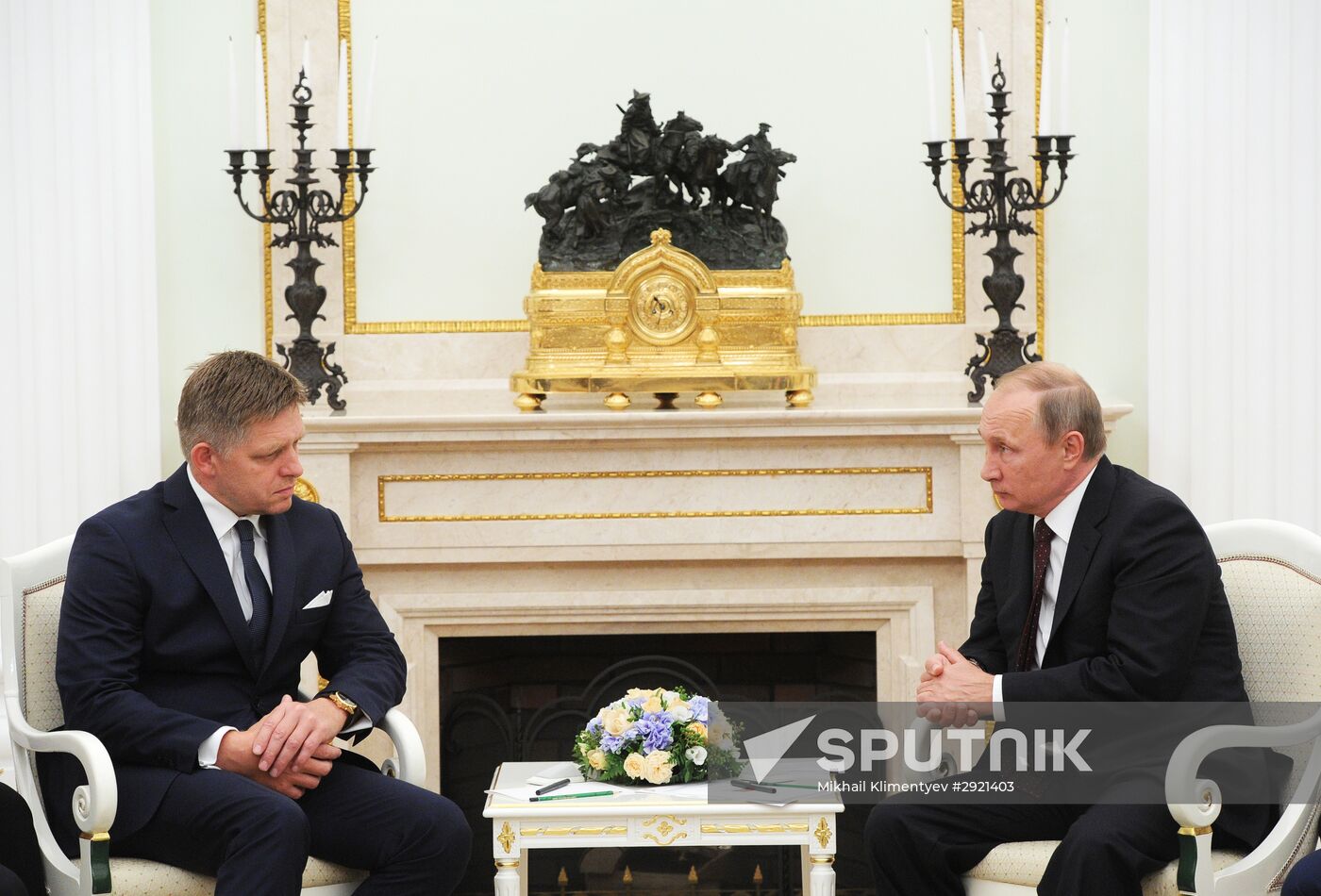 Russian President Vladimir Putin meets with Slovak Prime Minister Robert Fico