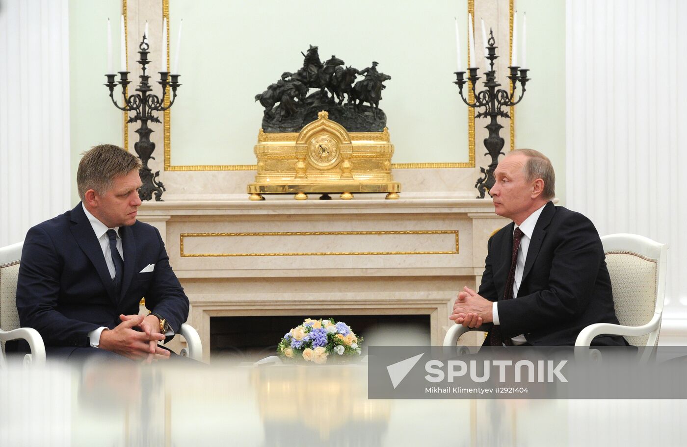 Russian President Vladimir Putin meets with Slovak Prime Minister Robert Fico