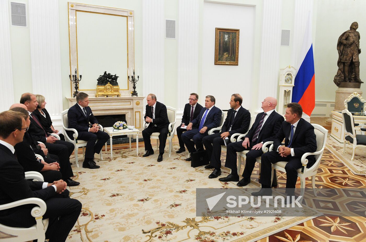 Russian President Vladimir Putin meets with Slovak Prime Minister Robert Fico