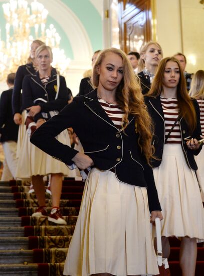 President Vladimir Putin gives government awards to Olympic medalists