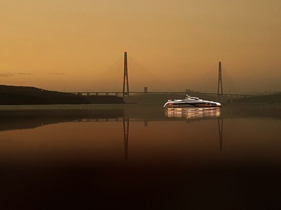 Yacht in Ajax Bay on Russky Island