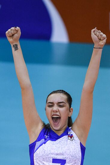 Russian volleyball players - winners of the Women's Junior European Volleyball Championship