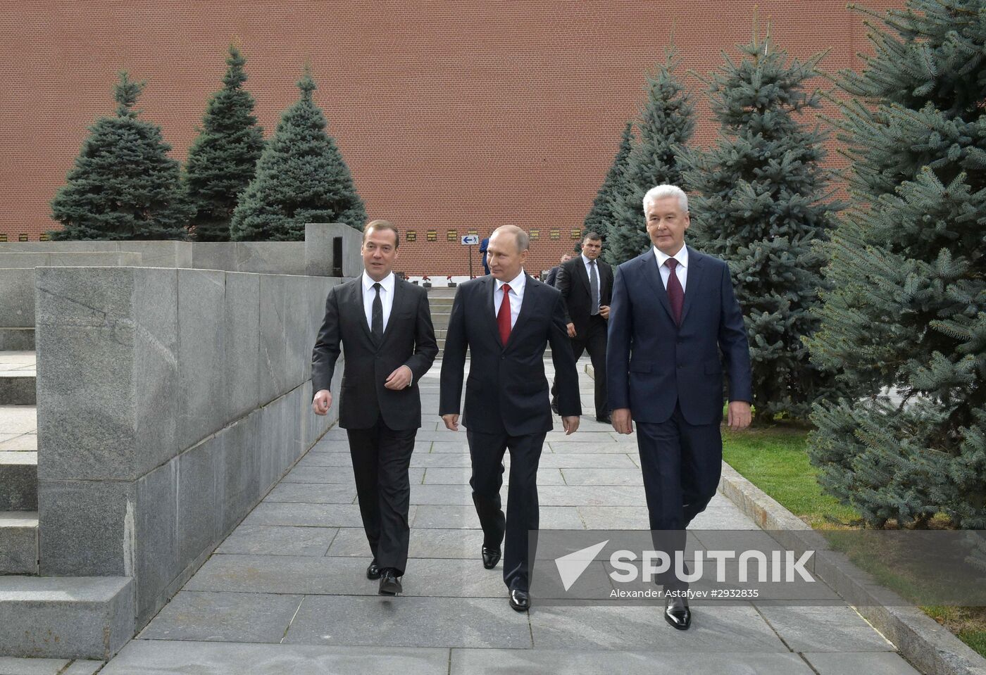 President Vladimir Putin and Prime Minister Dmitry Medvedev at City Day's solemn opening ceremony on Red Square