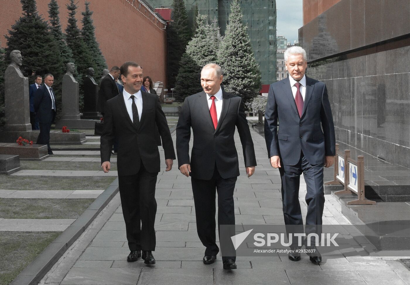 President Vladimir Putin and Prime Minister Dmitry Medvedev at City Day's solemn opening ceremony on Red Square