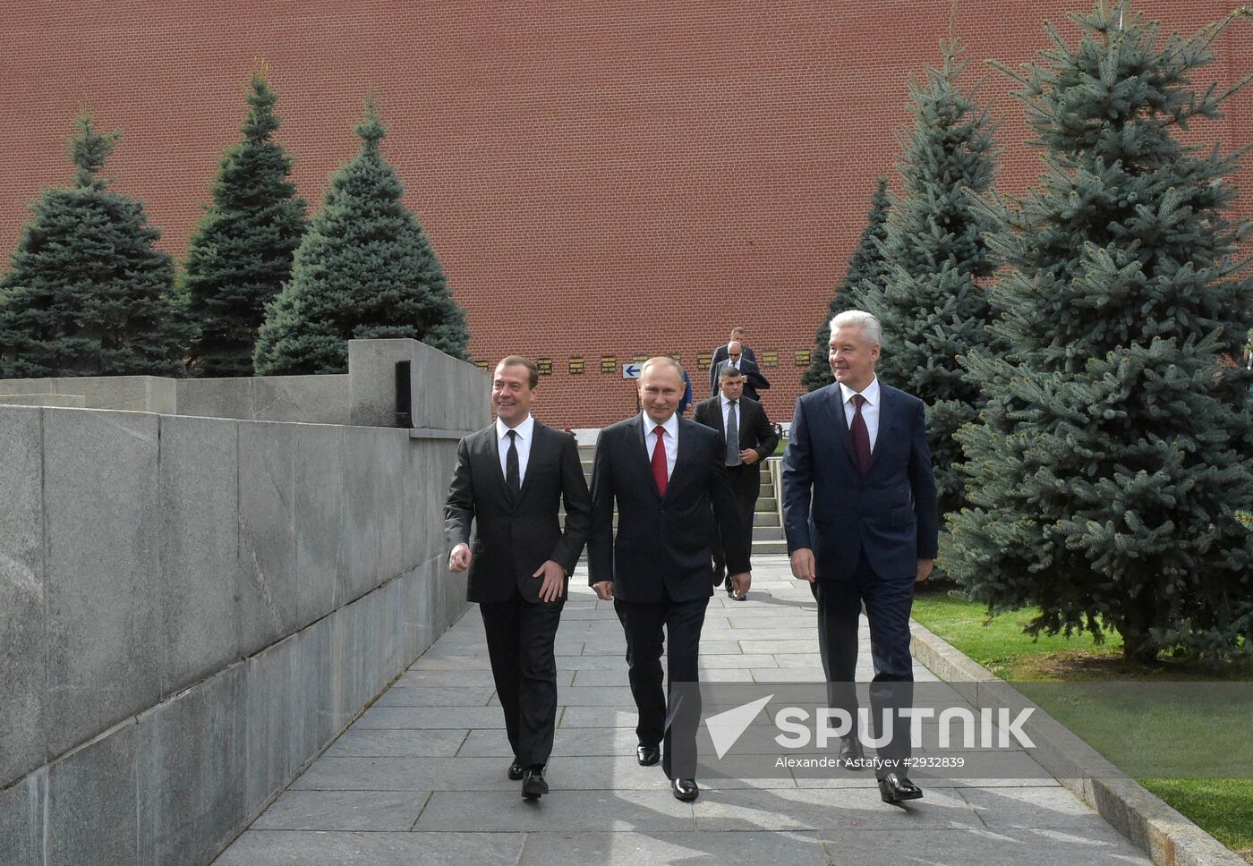 President Vladimir Putin and Prime Minister Dmitry Medvedev at City Day's solemn opening ceremony on Red Square