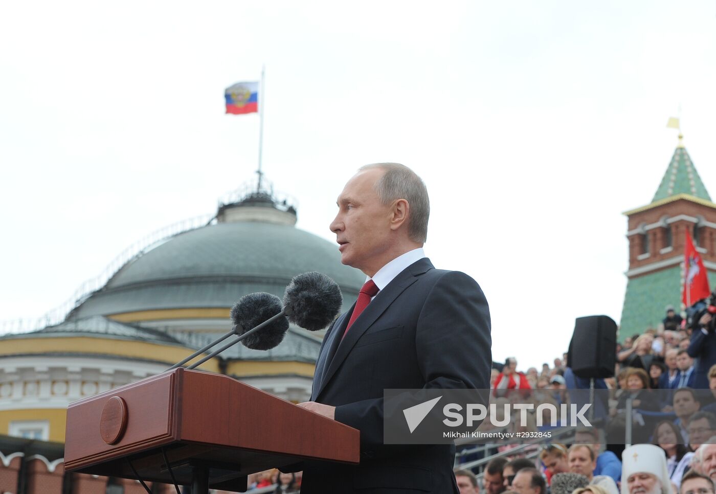 President Vladimir Putin atttends City Day's solemn opening ceremony on Red Square