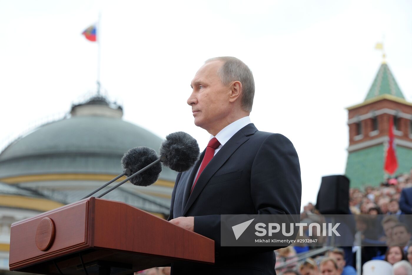 President Vladimir Putin atttends City Day's solemn opening ceremony on Red Square
