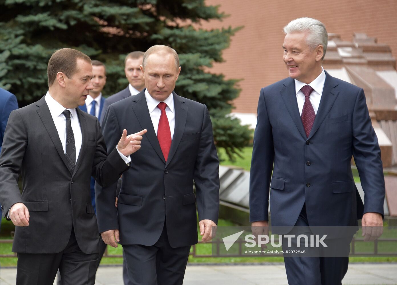 President Vladimir Putin and Prime Minister Dmitry Medvedev at City Day's solemn opening ceremony on Red Square