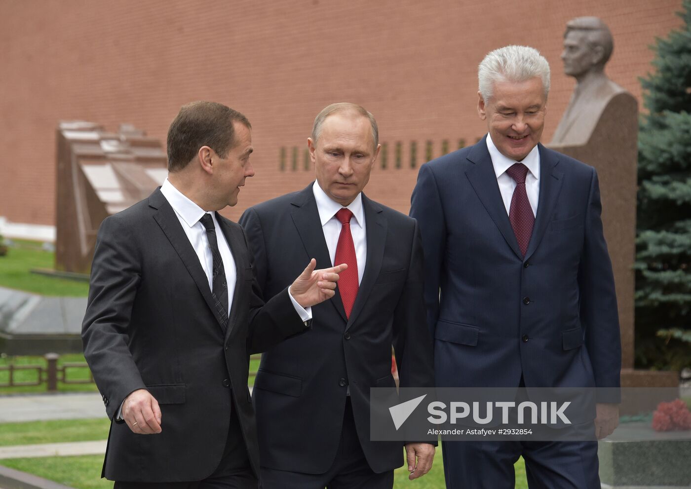 President Vladimir Putin and Prime Minister Dmitry Medvedev at City Day's solemn opening ceremony on Red Square