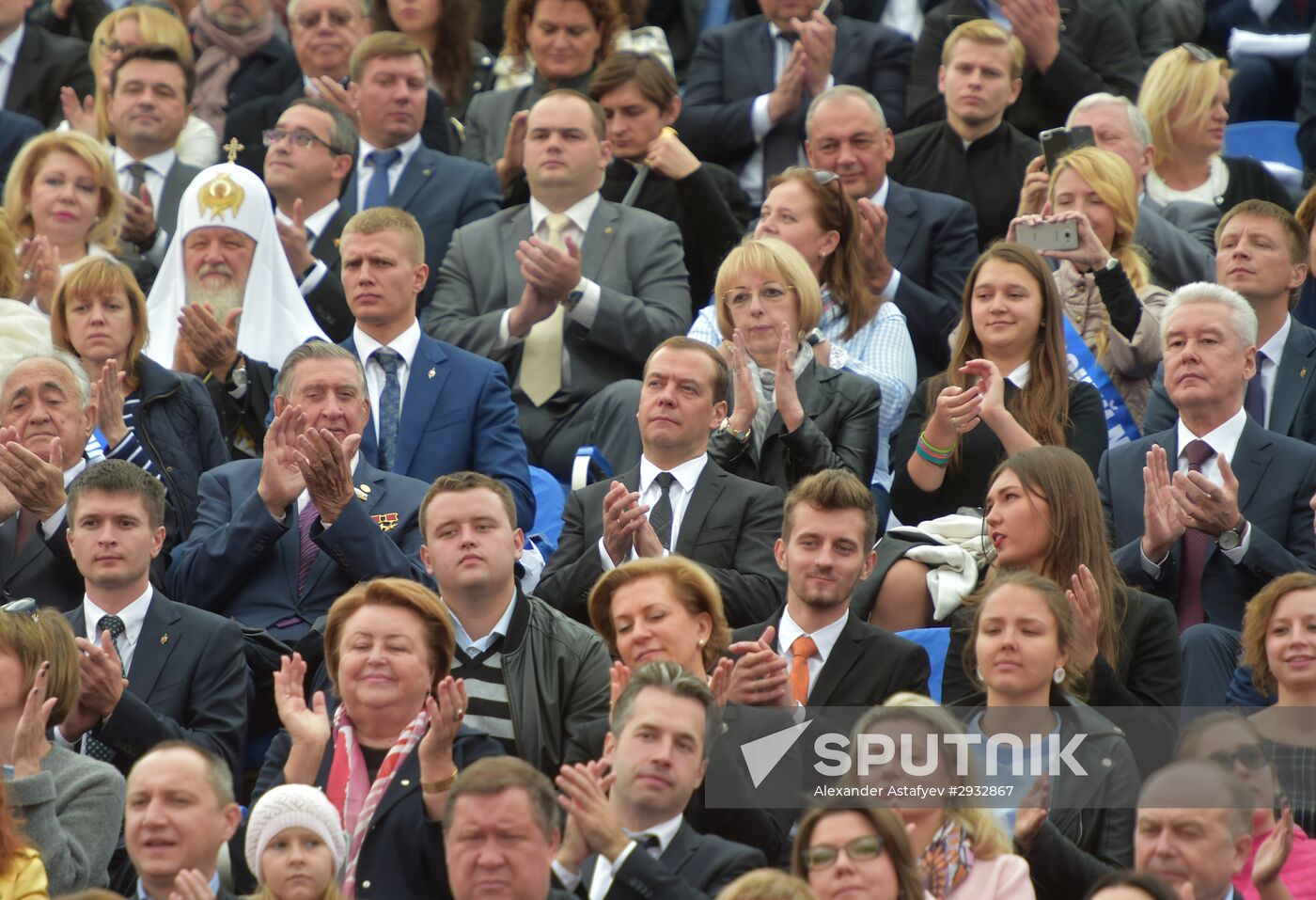 President Vladimir Putin and Prime Minister Dmitry Medvedev at City Day's opening ceremony on Red Square