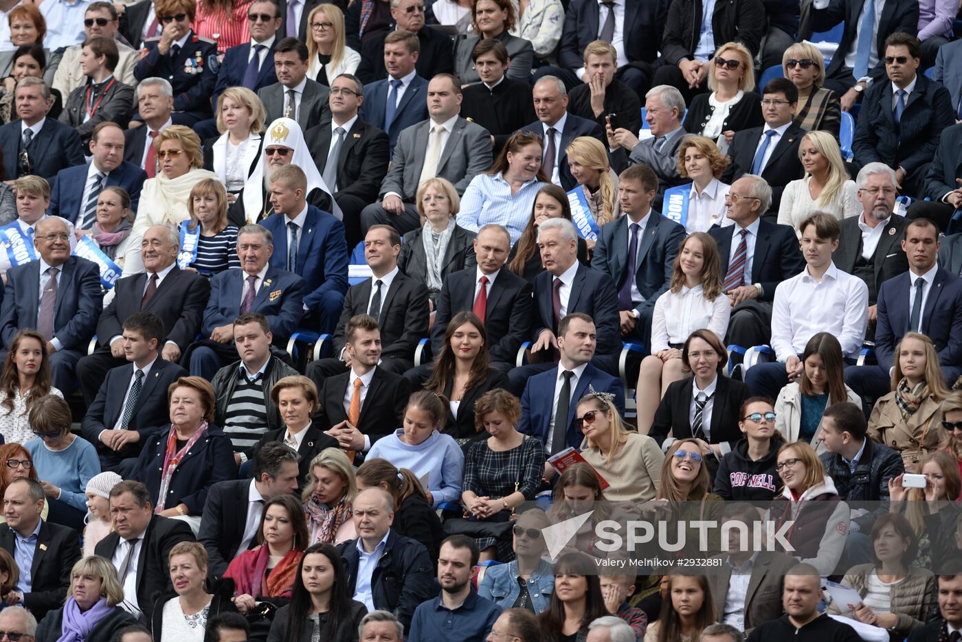 President Vladimir Putin and Prime Minister Dmitry Medvedev at City Day's opening ceremony on Red Square