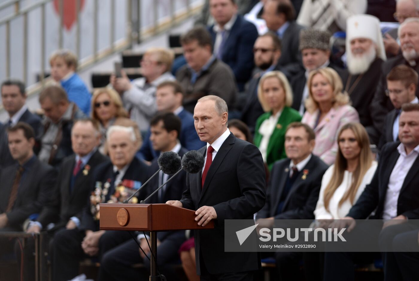 President Vladimir Putin and Prime Minister Dmitry Medvedev at City Day's opening ceremony on Red Square