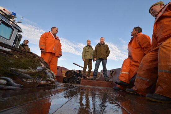 President Putin, Prime Minsiter Medvedev visit Lipno island in Novgorod Region