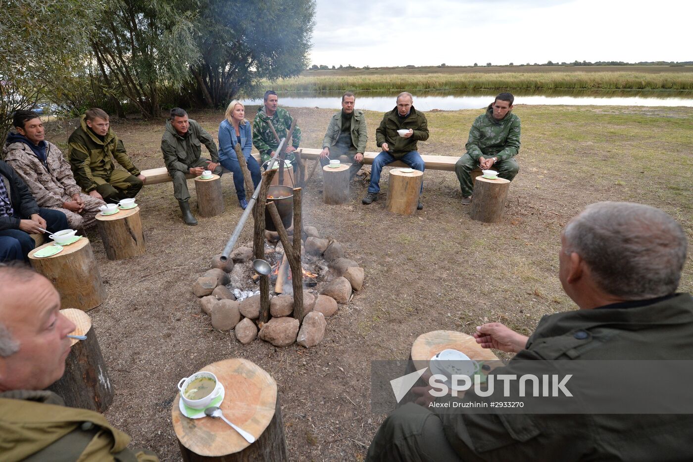President Putin, Prime Minsiter Medvedev visit Lipno island in Novgorod Region