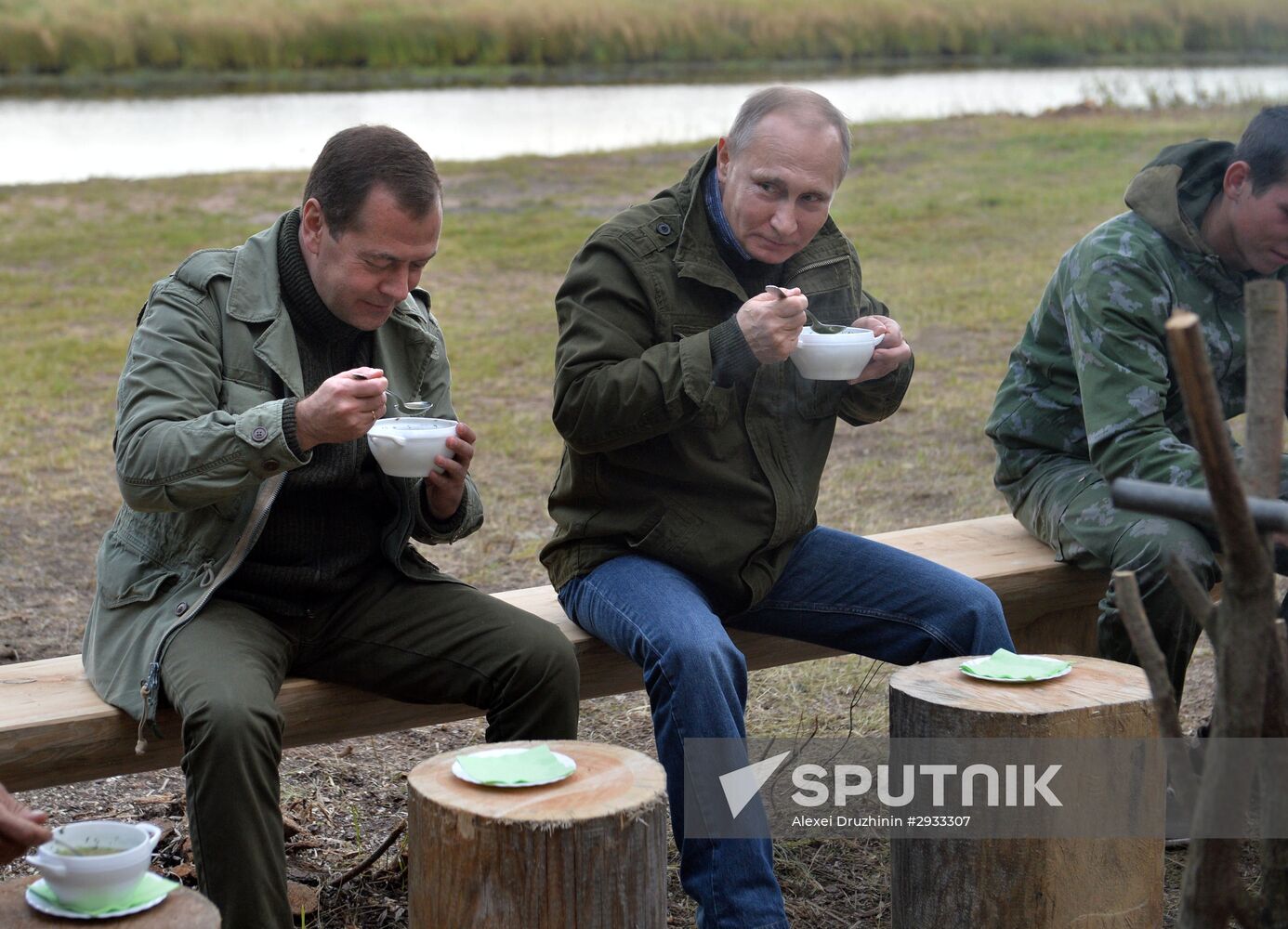 President Putin, Prime Minsiter Medvedev visit Lipno island in Novgorod Region