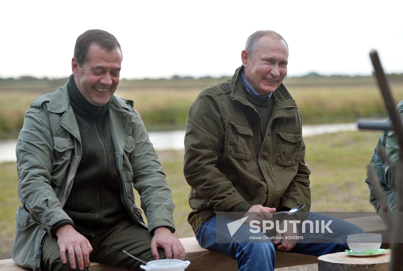 President Putin, Prime Minsiter Medvedev visit Lipno island in Novgorod Region