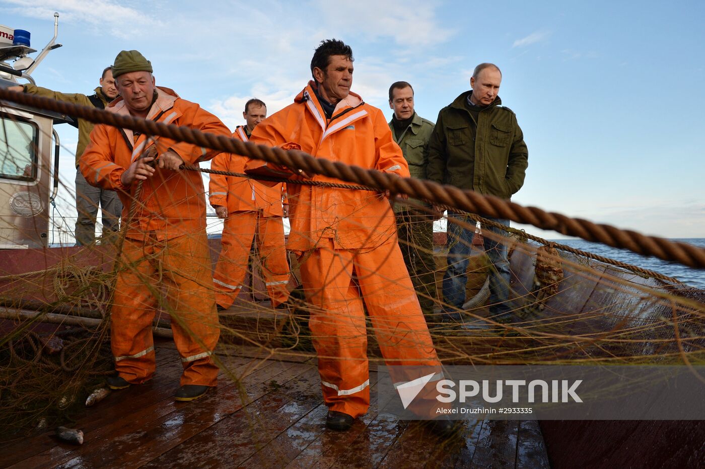 President Putin, Prime Minsiter Medvedev visit Lipno island in Novgorod Region