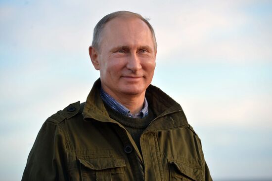 President Putin, Prime Minsiter Medvedev visit Lipno island in Novgorod Region