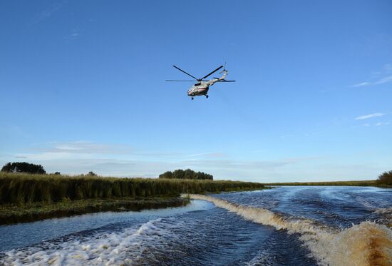 President Putin, Prime Minsiter Medvedev visit Lipno island in Novgorod Region