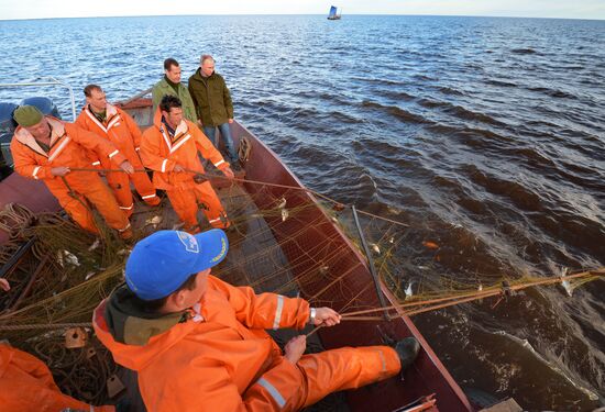 President Putin, Prime Minsiter Medvedev visit Lipno island in Novgorod Region