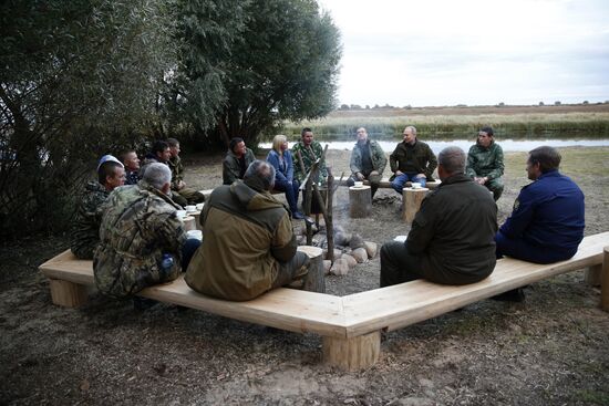 President Putin, Prime Minsiter Medvedev visit Lipno island in Novgorod Region