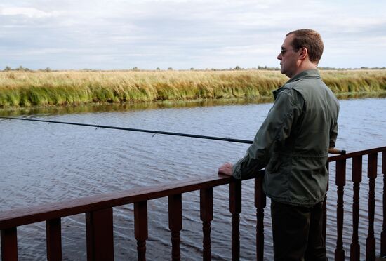 President Putin, Prime Minsiter Medvedev visit Lipno island in Novgorod Region