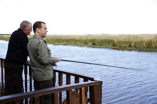 President Putin, Prime Minsiter Medvedev visit Lipno island in Novgorod Region