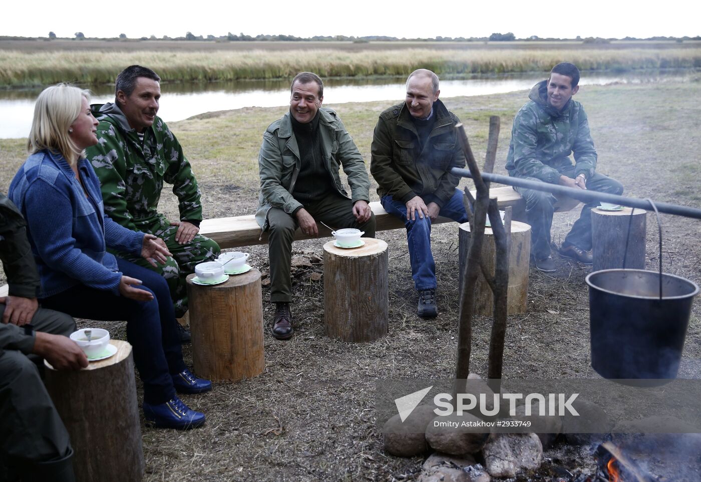 President Putin, Prime Minsiter Medvedev visit Lipno island in Novgorod Region