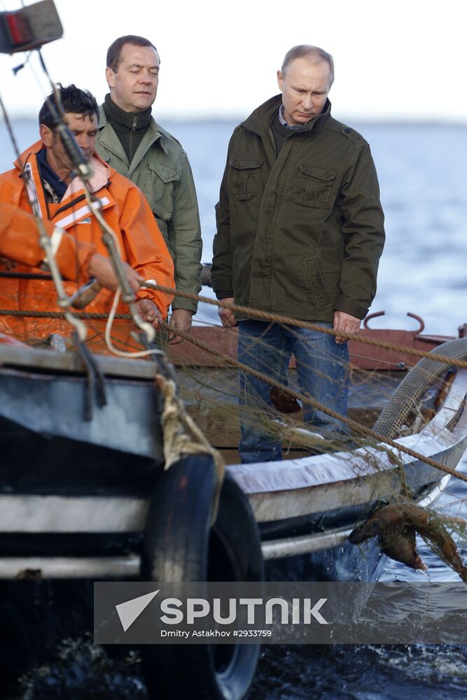 President Putin, Prime Minsiter Medvedev visit Lipno island in Novgorod Region