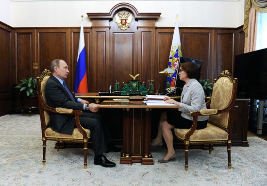 President Vladimir Putin meets with Central Bank's Chairperson Elvira Nabiullina