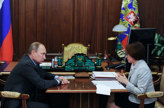 President Vladimir Putin meets with Central Bank's Chairperson Elvira Nabiullina