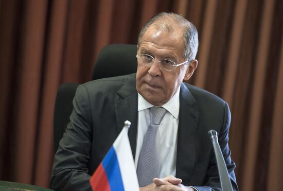 Russian Foreign Minister Sergei Lavrov takes part in CIS Council of Foreign Ministers