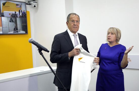 Foreign Minister Sergei Lavrov attends opening ceremony of Sputnik editorial center in Bishkek