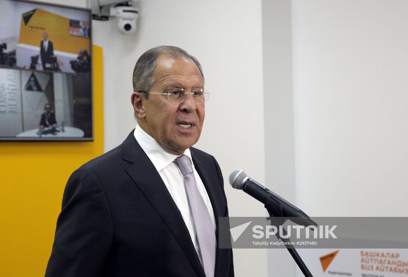 Foreign Minister Sergei Lavrov attends opening ceremony of Sputnik editorial center in Bishkek