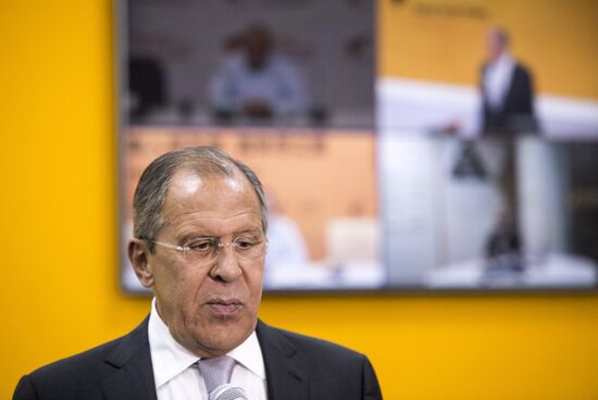 Foreign Minister Sergei Lavrov attends opening ceremony of Sputnik editorial center in Bishkek