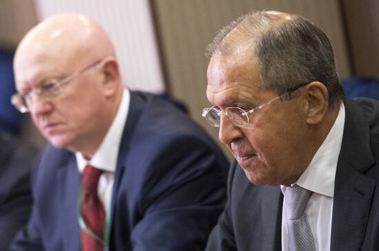 Russian Foreign Minister Sergei Lavrov takes part in CIS Council of Foreign Ministers