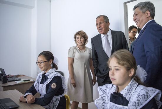 Russian Foreign Minister Lavrov visits school in Bishkek
