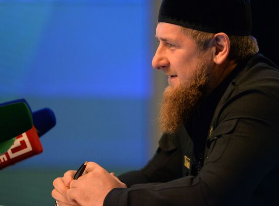 Head of Chechen Republic Ramzan Kadyrov gives press conference